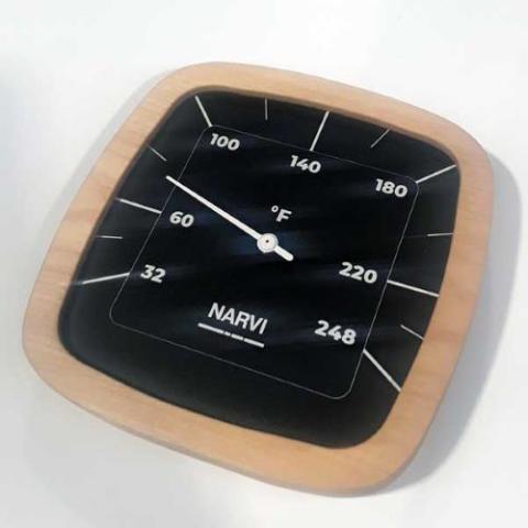 Narvi Black Fahrenheit Thermometer with Bamboo Frame 163590