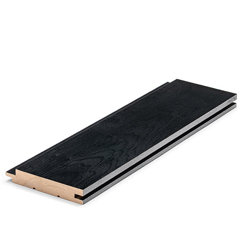 Prosaunas 15 mm × 90 mm (1×4) Aspen Midnight Black Sauna Wood Black‑Wax Finished Tongue & Groove, STS4 Profile, Nickel‑Gap, Wall Material WOOD671