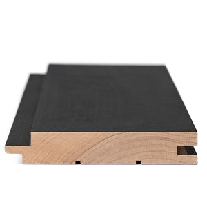 Prosaunas 15 mm × 90 mm (1×4) Aspen Midnight Black Sauna Wood Black‑Wax Finished Tongue & Groove, STS4 Profile, Nickel‑Gap, Wall Material WOOD671