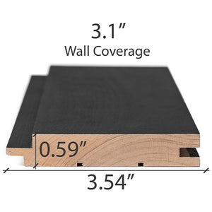 Prosaunas 15 mm × 90 mm (1×4) Aspen Midnight Black Sauna Wood Black‑Wax Finished Tongue & Groove, STS4 Profile, Nickel‑Gap, Wall Material WOOD671