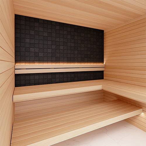 PROSAUNAS Cubist Black Sauna Wall Panels, Square Pattern, Black Abachi 4745010406515