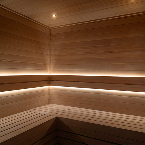 PROSAUNAS Dual-Zone Linear White LED Neon Light Kit Flexible, Dimmable, Waterproof, Wireless Controlled, WiFi, and Adjustable Length