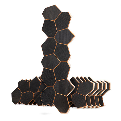 PROSAUNAS Modern Black Sauna Wall Panels, Irregular Hexagon Pattern, Black Thermo-Abachi 4745010406348