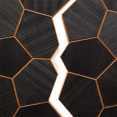 PROSAUNAS Modern Black Sauna Wall Panels, Irregular Hexagon Pattern, Black Thermo-Abachi 4745010406348
