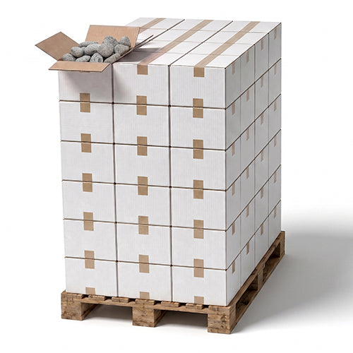PROSAUNAS Rounded 10-15 cm Sauna Stones, 20 kg per Case, 60 Cases per Pallet, Model 10-15R 130488