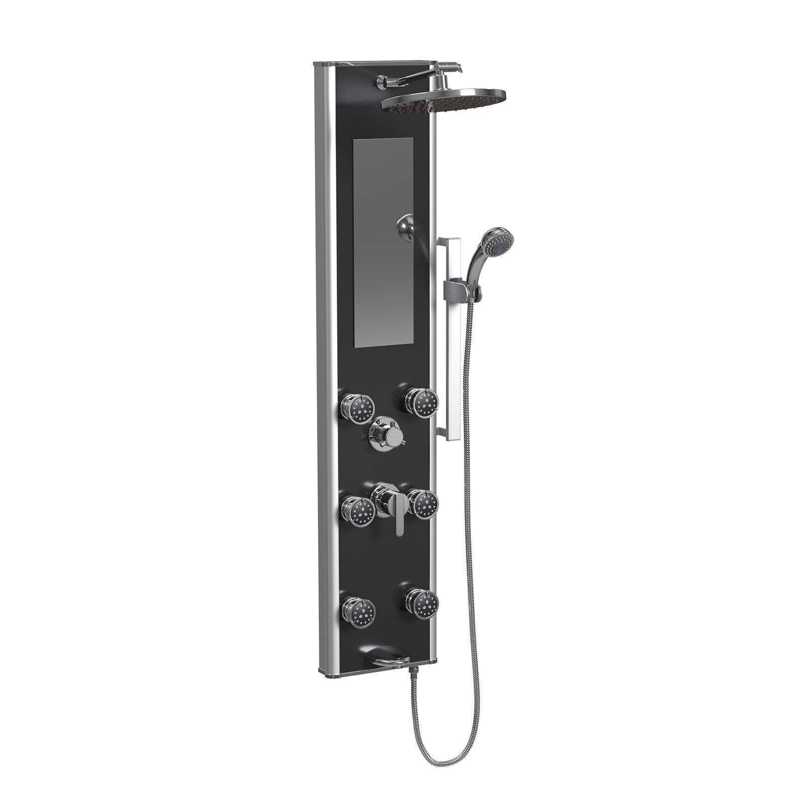 PULSE ShowerSpas Black Glass Shower Panel - Leilani ShowerSpa 1022-B
