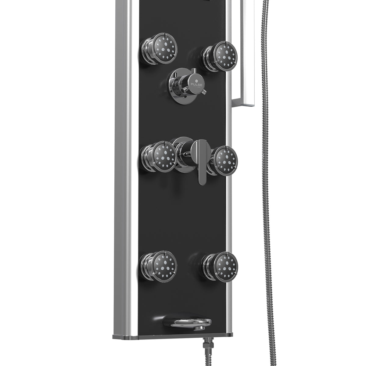 PULSE ShowerSpas Black Glass Shower Panel - Leilani ShowerSpa 1022-B