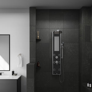 PULSE ShowerSpas Black Glass Shower Panel - Leilani ShowerSpa 1022-B