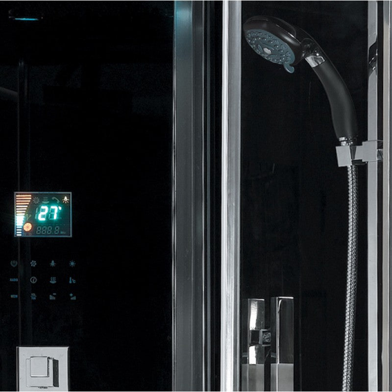 Platinum Corner Steam Shower | 59"x59"x89" DA333F8 - Hand Shower - LCD Computer Control Panel - Vital Hydrotherapy
