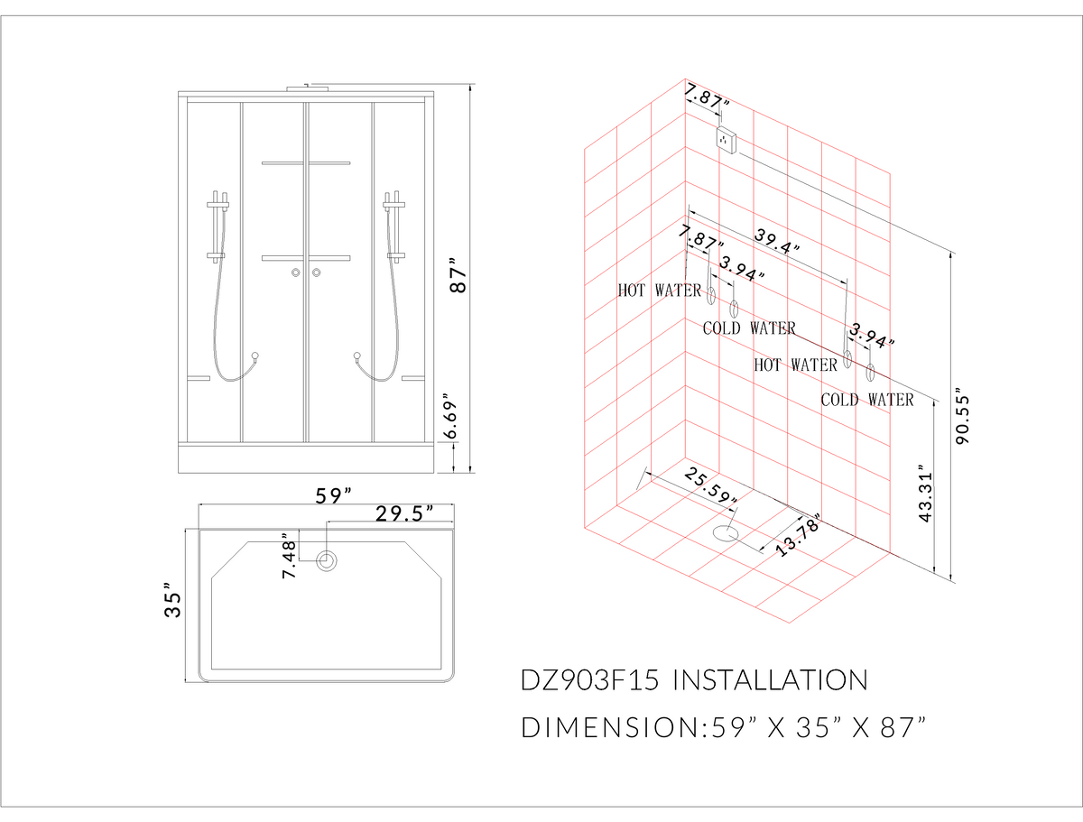 Platinum Steam Shower-Sliding Door DZ903A