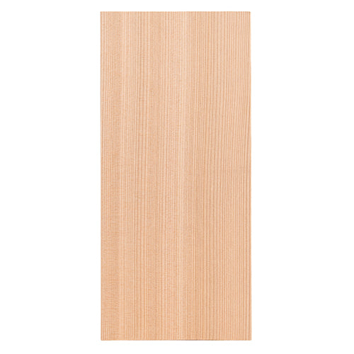 A rectangular light-colored wood board shown from a straight top-down view against a white background, highlighting its dense and uniform vertical grain lines.