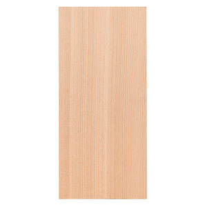 A rectangular light-colored wood board shown from a straight top-down view against a white background, highlighting its dense and uniform vertical grain lines.