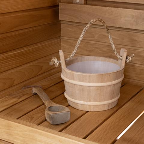 Prosaunas Lined Wood Sauna Bucket, Rope Handle, 4-Liter 127679