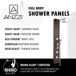 Anzzi Pure 59 in. 3-Jetted Shower Panel with Heavy Rain Shower and Spray Wand in Mahogany Deco-Glass SP-AZ021