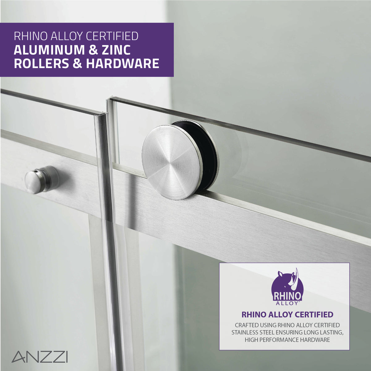 Anzzi Rhodes Series 48 in. x 76 in. Frameless Sliding Shower Door with Handle SD-FRLS05701