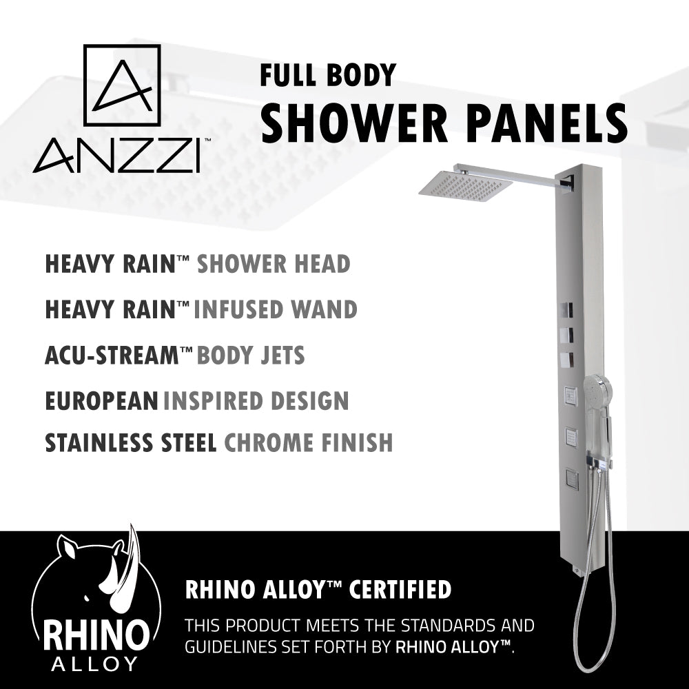Anzzi Lann 53 in. 3-Jetted Full Body Shower Panel with Heavy Rain Showerhead and Spray Wand in Chrome SP-AZ015