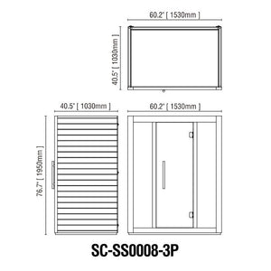 SteamSpa Julius Home Sauna Room 3 Person Hemlock Wooden Indoor FAR Infrared Sauna Spa SC-SS0008-3P