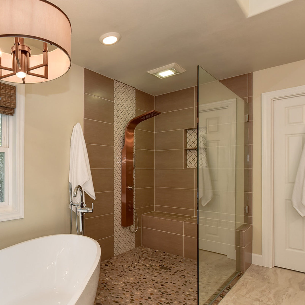 PULSE ShowerSpas Brushed Bronze Stainless Steel Shower Panel - Santa Cruz ShowerSpa 1033