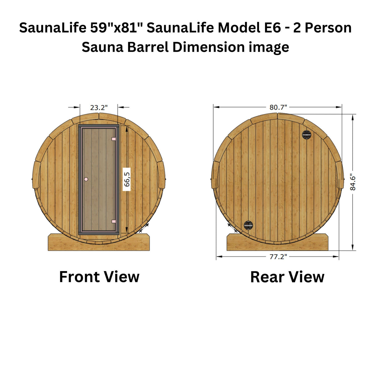 SaunaLife 59"x81" Model E6 - 3 Person Barrel Sauna