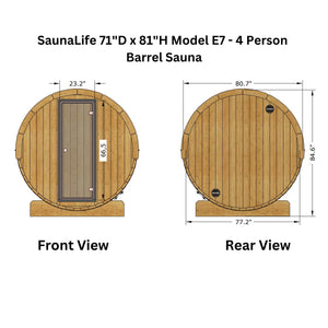 SaunaLife 71"D x 81"H Model E7 - 4 Person Barrel Sauna