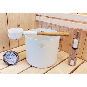 SaunaLife Bucket and Ladle Package 2 Timer, Thermometer with Premium Bucket & Ladle - Sauna Accessory Package Spa Set 2