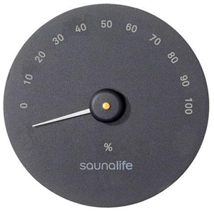 SaunaLife Black Round SaunaGear Hygrometer