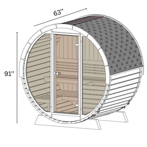 SaunaLife 63" L x 91" Ergo Elegance Series with Glass Front - 4 Person Barrel Sauna SL-MODELEE6G