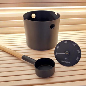 SaunaLife Accessory Aluminum 1-Gallon Sauna Bucket Set with Wood Ladle and Thermometer Package 6 ACCPKG-6