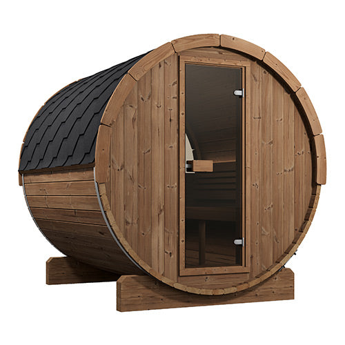 SaunaLife 87"D x 81"H (Diameter) Model E8W Rear‑Window ERGO Series Sauna Barrel