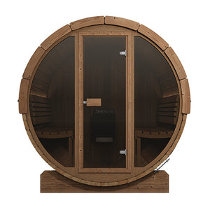 SaunaLife 87"D × 81"H Glass Front Model E8G ERGO‑Series Outdoor Sauna Barrel  Up to 6 Person