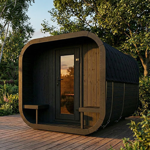 SaunaLife Model CL12GCPB Cube Luxury Series Outdoor Home Sauna Suite Kit, DIY, Paint Included, Up to 8 Persons SL-MODELCL12GCPB