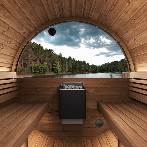 SaunaLife 59"D x 81"H Model E6W Rear Window - 3 Person Barrel Sauna SL-MODELE6W
