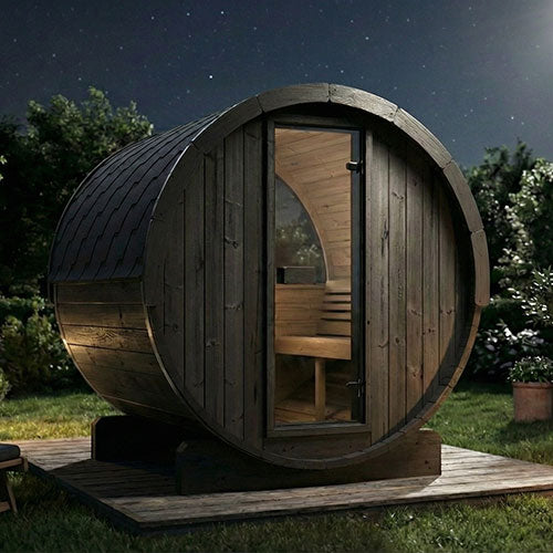 SaunaLife Model E7WB Ergo Series Outdoor Sauna Barrel Kit, Rear Window, DIY, Paint Included, Up to 4 Persons