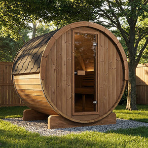 SaunaLife 71"D x 81"H Model E7 - 4 Person Barrel Sauna SL-MODELE7