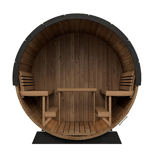 SaunaLife Model EE8GB Ergo Elegance Series Outdoor Sauna Barrel Kit, Glass Front, DIY, Paint Included, Up to 6 Persons
