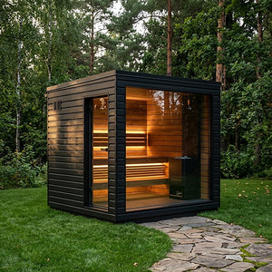 SaunaLife Model G6 Outdoor Pre-Assembled Home Sauna and Garden-Series Backyard Fully Assembled Home Sauna Up to 5 Persons