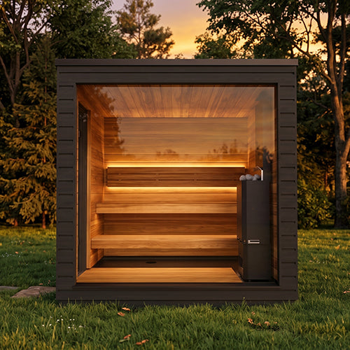 SaunaLife Model G6 Outdoor Pre-Assembled Home Sauna and Garden-Series Backyard Fully Assembled Home Sauna Up to 5 Persons