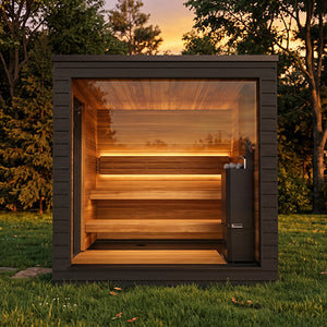 SaunaLife Model G6 Outdoor Pre-Assembled Home Sauna and Garden-Series Backyard Fully Assembled Home Sauna Up to 5 Persons