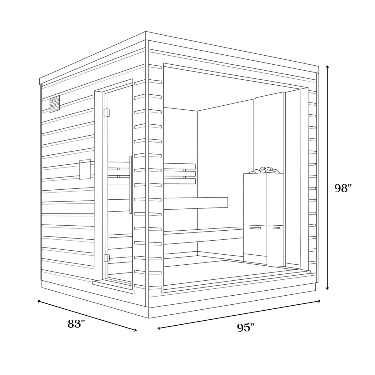 SaunaLife Model G6 Outdoor Pre-Assembled Home Sauna and Garden-Series Backyard Fully Assembled Home Sauna Up to 5 Persons
