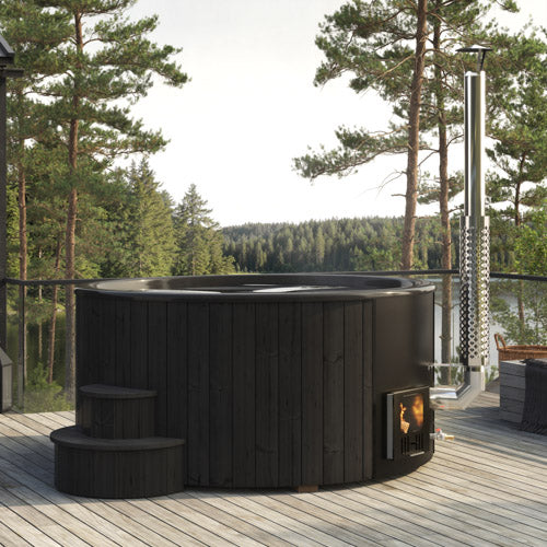 SaunaLife Model S6B Soak-Series Home Wood-Burning Hot Tub, Black, Up to 7 Persons SL-MODELS6B