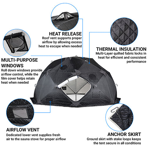 SaunaLife SaunaTrekker XL Extra-Large Portable Insulated Sauna Tent, Up to 6 Persons 130182