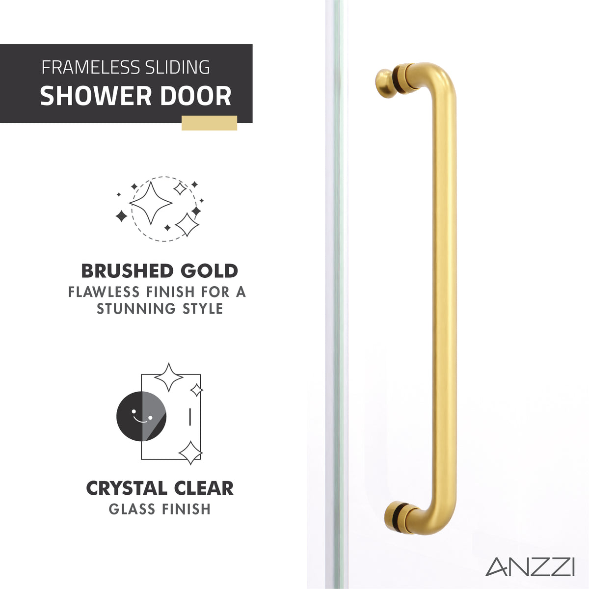 Anzzi Leon Series 60 in. by 76 in. Frameless Sliding Shower Door with Handle SD-AZ8077-02