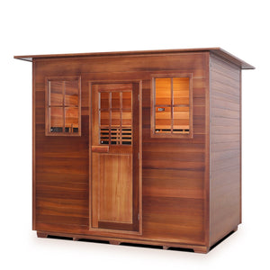 Enlighten Sauna InfraNature Original Infrared Canadian Cedar Outdoor Sauna 5 person with indoor Roof isometric view - Vital Hydrotherapy