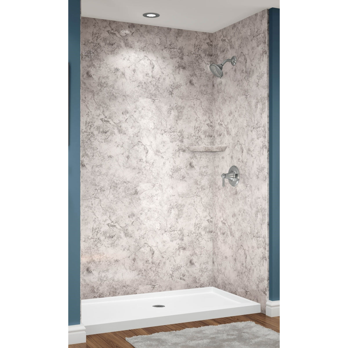 Avora Bath Smooth Limestone Acrylic Large Shower Walls 66"W x 40"D x 105"H AV6640LSWS