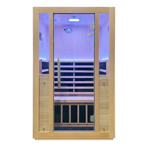 SteamSpa Horizons Home Sauna Room 1-2 Person Hemlock Wooden Indoor FAR Infrared Sauna Spa SC-SS0011-0S