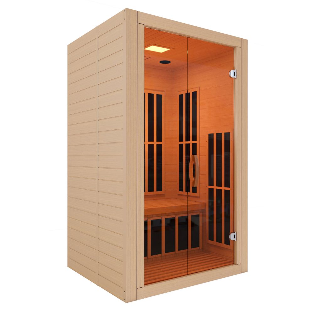 SteamSpa Clearview Home Sauna Room 1-2 Person Hemlock Wooden Indoor FAR Infrared Sauna Spa - SC-SS0014-GS