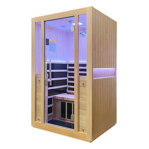 SteamSpa Horizons Home Sauna Room 1-2 Person Hemlock Wooden Indoor FAR Infrared Sauna Spa SC-SS0011-0S