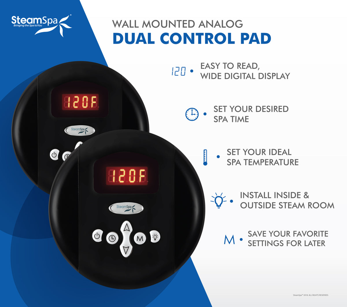 SteamSpa Programmable Dual Control Panels G-SC-2-75