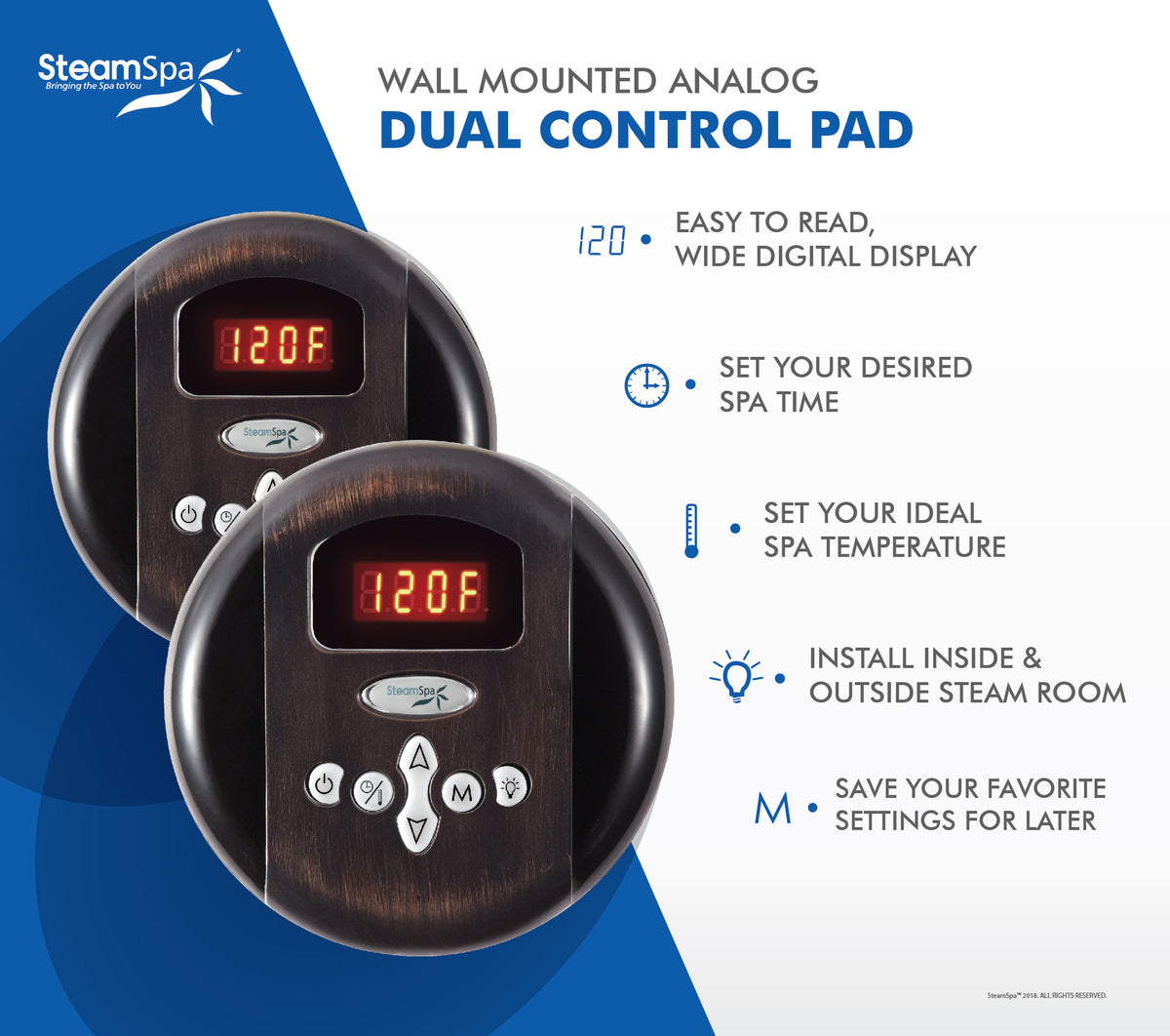 SteamSpa Programmable Dual Control Panels G-SC-2-75