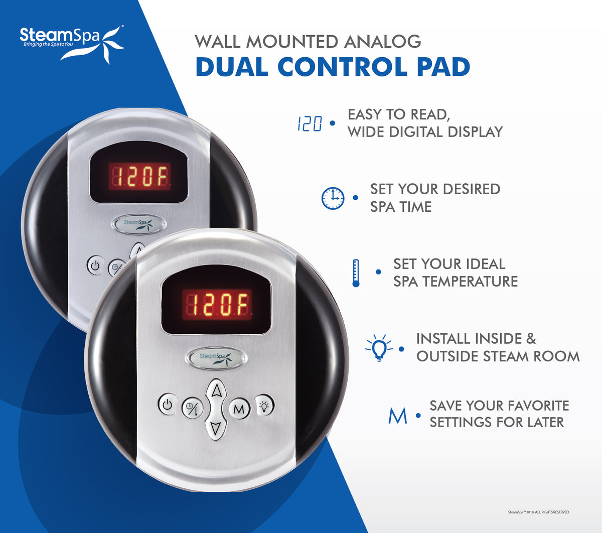 SteamSpa Programmable Dual Control Panels G-SC-2-75